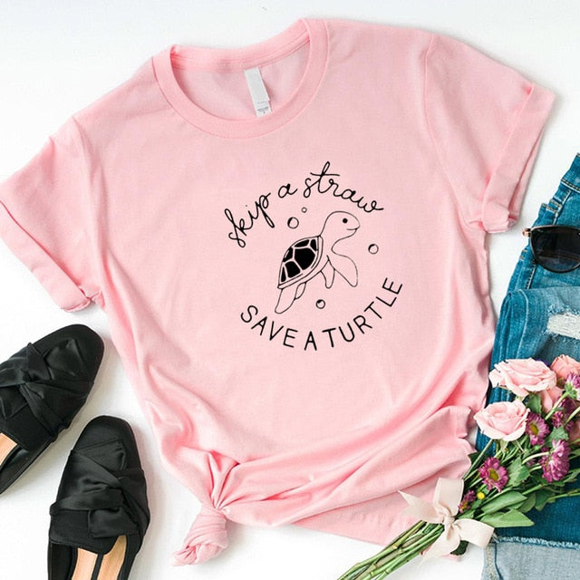 Skip A Straw Save A Turtle T-shirt