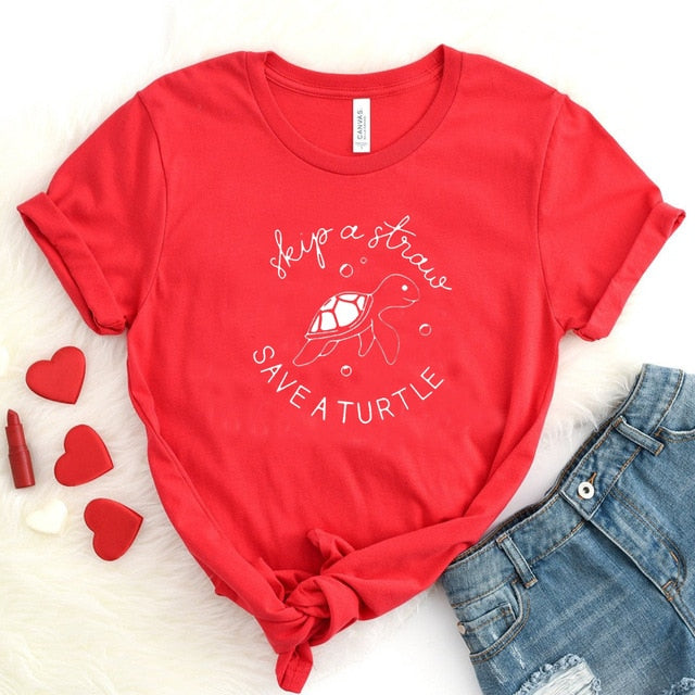 Skip A Straw Save A Turtle T-shirt