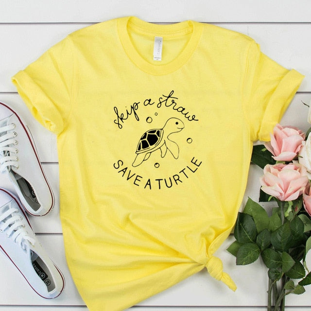 Skip A Straw Save A Turtle T-shirt